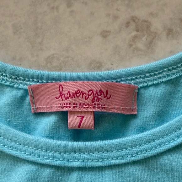 Haven Girl 2pc set  Llama Graphic Tank & Tropical embroidered top sz 7 - Picture 4 of 15